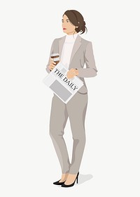 Busy businesswoman clipart, aesthetic illustration