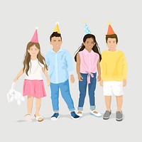 Kids party collage element, vector illustration