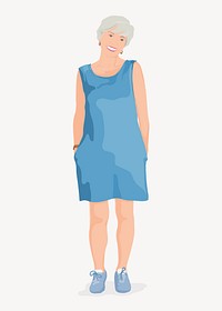 Cool mature woman collage element, vector illustration