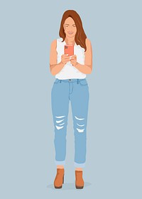 Influencer using phone collage element, vector illustration