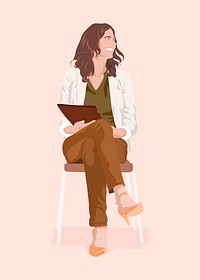 Casual businesswoman collage element, aesthetic illustration psd