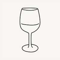 Wine glass doodle clipart, drinks, beverage line art illustration psd