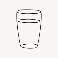Glass of water drawing, cute beverage line art