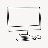 Computer clipart, digital device line art doodle vector