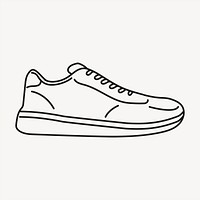 White sneaker sticker, sportswear doodle line art psd