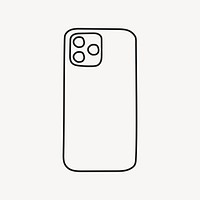 Mobile phone clipart, digital device line art doodle vector