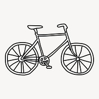 Bicycle sticker, sustainable vehicle doodle line art psd