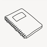 Student notebook sticker, stationery doodle line art psd