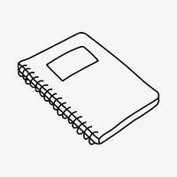 Student notebook clipart, stationery line art doodle vector