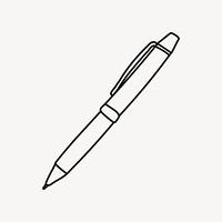 Pen clipart, stationery line art doodle vector