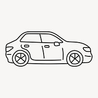 Car clipart, vehicle line art doodle vector