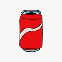 Soda can doodle sticker, cute beverage illustration vector