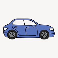 Blue car clipart, vehicle cute doodle vector