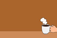 Coffee border background, brown aesthetic doodle design vector