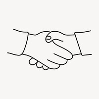 Business handshake sticker, gesture doodle line art psd