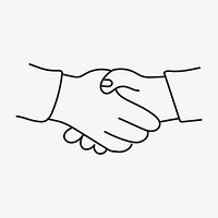 Business handshake clipart, gesture line art doodle vector