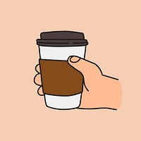 Coffee cup doodle sticker, cute beverage illustration vector