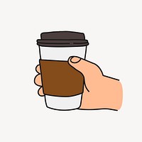 Coffee cup doodle sticker, cute beverage illustration vector