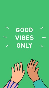 Good vibes Instagram story template, green doodle design psd