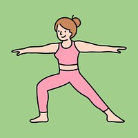 Yoga girl clipart, healthy lifestyle cute character doodle vector