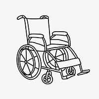 Wheelchair doodle clipart, hospital illustration vector