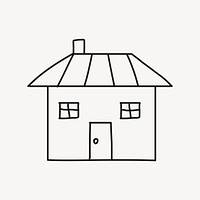 House clipart, black and white drawing design
