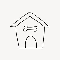 Dog house doodle clipart, pet illustration vector