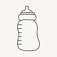 Feeding bottle hand drawn collage element, baby object illustration psd