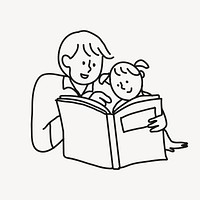 Reading clipart, father & daughter drawing design