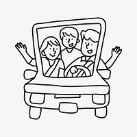 Family traveling clipart, road trip drawing design
