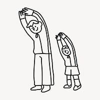 Family exercising clipart, drawing design