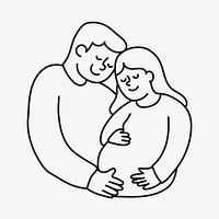 Pregnancy doodle clipart, parents illustration vector