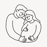 Pregnancy hand drawn clipart, parents illustration psd