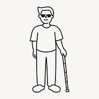 Man hand drawn clipart, visual impairment person illustration psd
