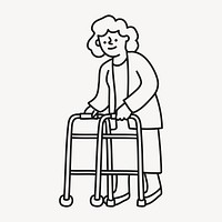 Grandmother clipart, senior woman drawing design