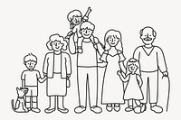 Extended family doodle clipart, character illustration vector