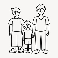 Parents and son doodle clipart, LGBTQ family illustration vector