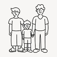 Parents and son hand drawn clipart, LGBTQ family illustration psd
