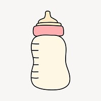 Feeding bottle collage element, baby object cartoon illustration vector