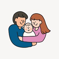 Parents and baby cartoon illustration, family design