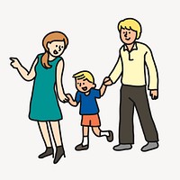 Family collage element, parents and child cartoon illustration vector