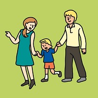 Family collage element, parents and child cartoon illustration vector