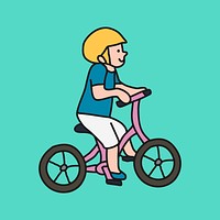 Cycling boy collage element, bicycle riding cartoon illustration vector