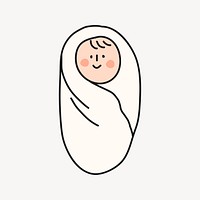 Swaddling baby collage element, newborn cartoon illustration vector