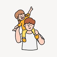 Piggyback ride cartoon illustration, father & daughter design