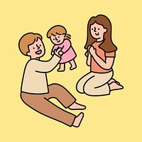 Parents & baby collage element, family cartoon illustration vector