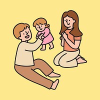 Parents & baby clipart, family cartoon illustration psd