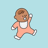 Infant cartoon illustration, African American baby 