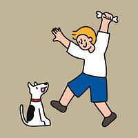 Boy & dog collage element, friendship cartoon illustration vector
