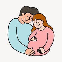 Pregnant woman clipart, parents illustration psd